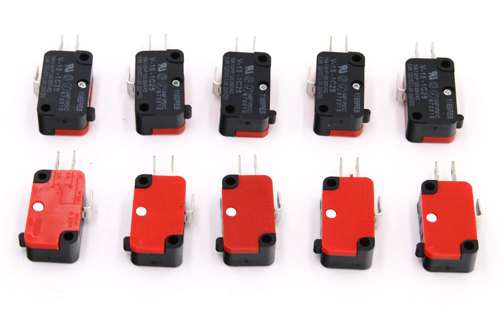 [Australia - AusPower] - RuoFeng 10Pcs 125V/250V 15A Microwave Oven Door Arcade Cherry Button SPDT 1 NO 1 NC Micro Switch V-15-1C25 Limit Switch 