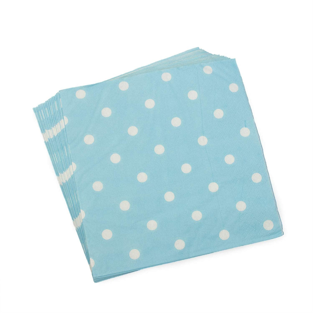 [Australia - AusPower] - Disposable Blue Polka Dot Napkins - 100 Count Birthday Party Paper Napkins 13x13inch 