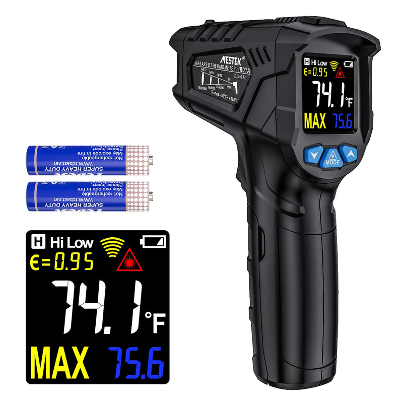 [Australia - AusPower] - Infrared Thermometer Gun - MESTEK Heat Temperature Gun - Non-Contact IR Laser Surface Temp Reader for Cooking, Ovens, Grill & HVAC with Color LCD Adjustable Emissivity -58℉~716℉- Not for Humans 