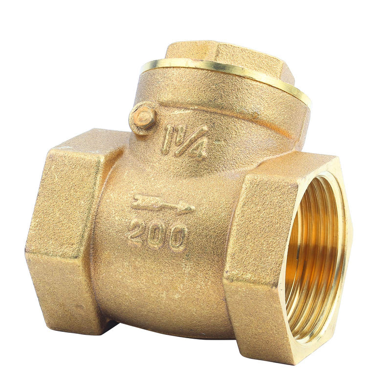 [Australia - AusPower] - Check Valve, DN32 BSP 1-1/4" Female Thread Brass Non-return Swing Check Valve 232PSI Prevent Water Backflow 3.3 x 2.8inch 