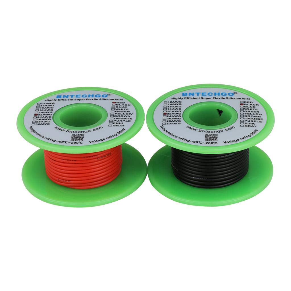 [Australia - AusPower] - BNTECHGO 22 Gauge Silicone wire spool red 25ft and black 25ft Flexible 22 AWG Stranded Copper Wire 22 gauge silicone wire each color 25ft 22 gauge silicone wire red and black 