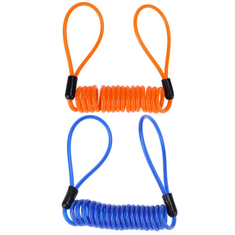 [Australia - AusPower] - Reminder Cable,YOFUNTLE [2 Pack]Disc Lock Cable,Security Steel Wire Spring Reminder Rope for Scooter Motorcycle Motorbike Vehicle Baggage Helmet Lock,Antitheft Protection on Handlebar(Orange+Blue) 