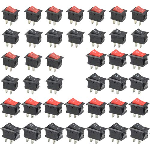 [Australia - AusPower] - WMYCONGCONG 40 Pcs SPST 2 Position On/Off 2 Pin Mini Boat Rocker Switch AC 3A/250V 6A/250V 10A/125V (2 Kinds) 