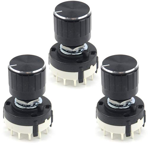 [Australia - AusPower] - WMYCONGCONG 3 PCS RS26 4P12T 4 Pole 12 Position Selectable Band Selector Rotary Switch with Knob 