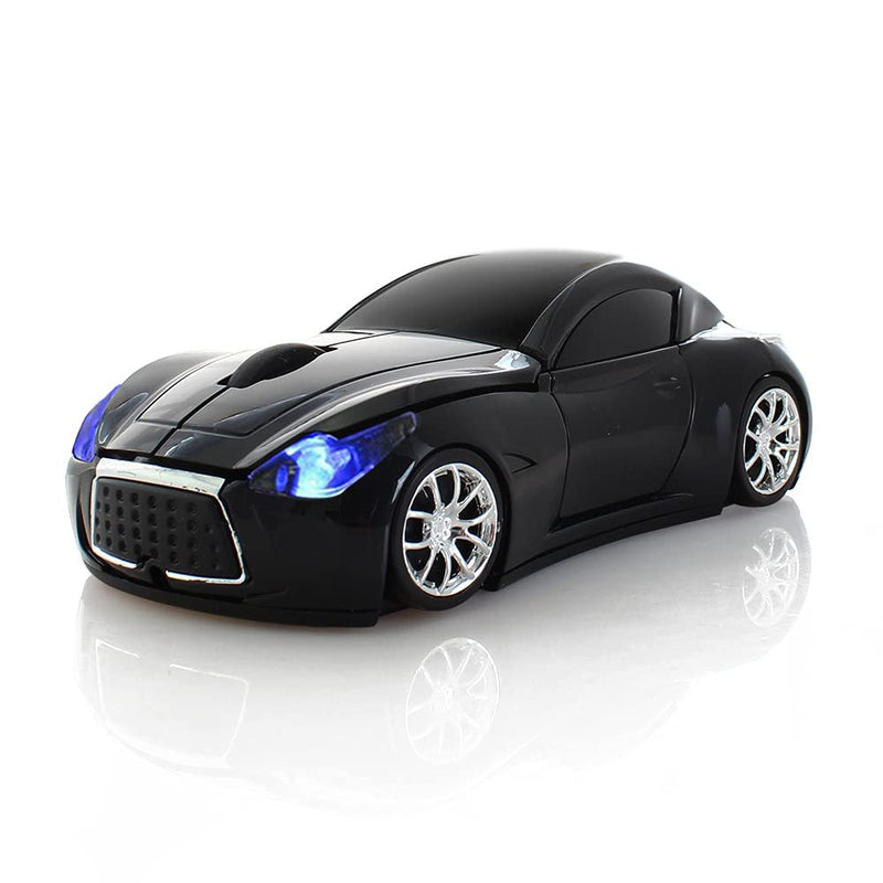 [Australia - AusPower] - ECOiNVA Wireless Sports Car Mouse Desktop Laptop Computer Optical Mouse Mice AAA Battery Nano USB 2.4GHz Gaming Mouse (Black) Black 