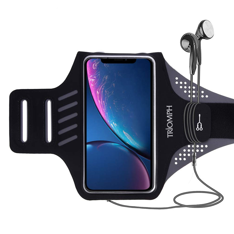 [Australia - AusPower] - Triomph Running Armband,Phone Armband Case for iPhone 12,12pro,11,11pro,Xs Max, XR, X, 8, 8+,Galaxy S21,S20,S10,S10+/S9+Note with Adjustable Elastic Band & Key Card Holder, for Running, Hiking 6.5' Black 