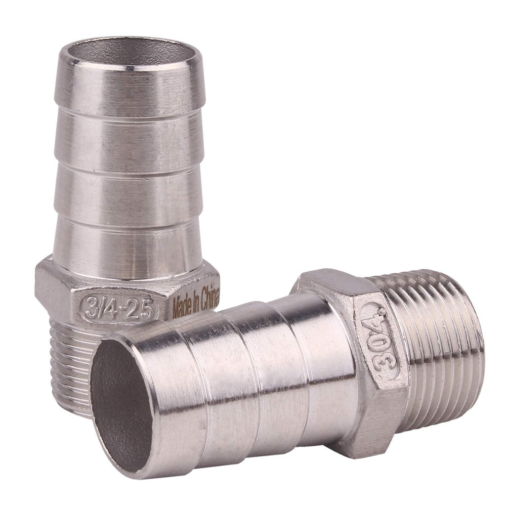 [Australia - AusPower] - DERNORD Stainless Steel 1" Hose Barb x 3/4" NPT Male - Home Brew Pipe Fitting Pack of 2 