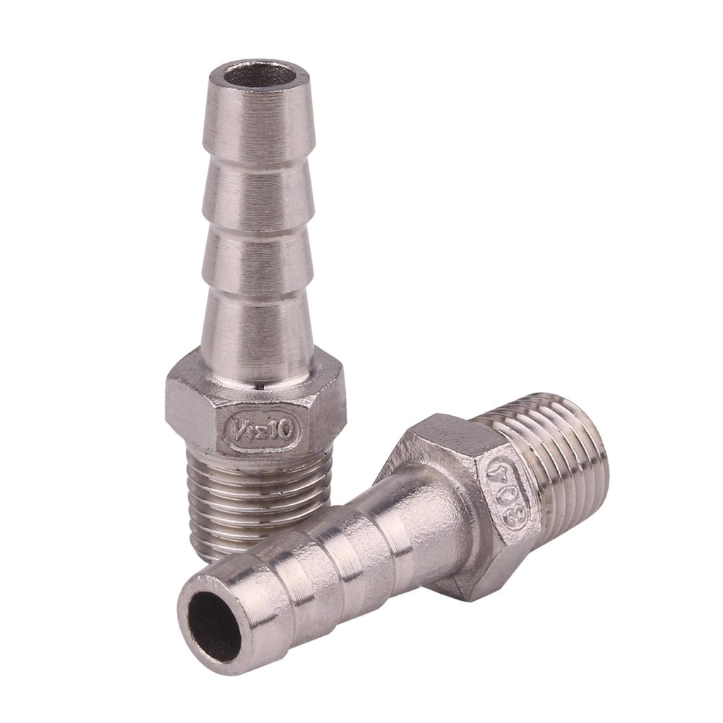 [Australia - AusPower] - DERNORD Stainless Steel 3/8" Hose Barb x 1/4" NPT Male - Home Brew Pipe Fitting Pack of 2 