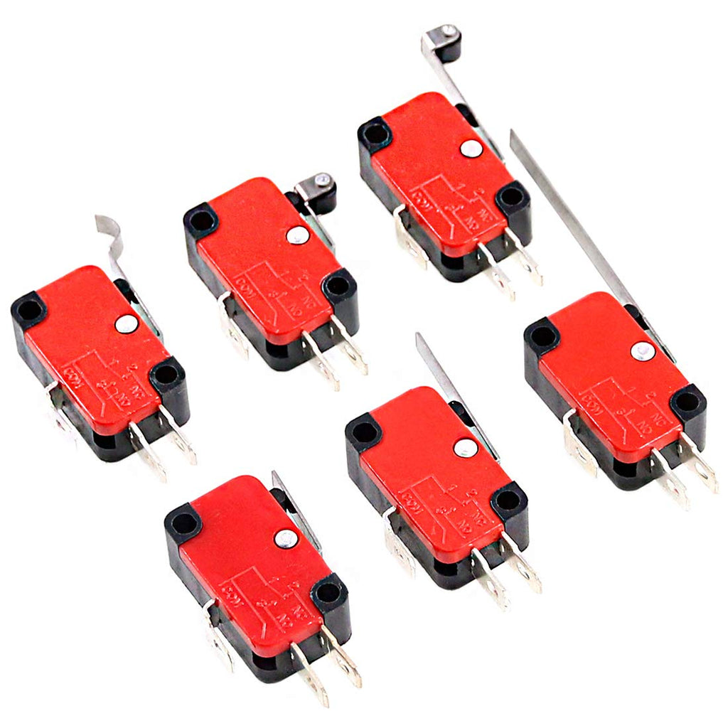 [Australia - AusPower] - Swpeet 24Pcs Micro Limit Switch Assorment Kit, Long Hinge Roller Momentary Cherry Push Button SPDT Snap Action Perfect for Arduino, Appliance and Electronic Equipment - V-151/152/153/154/155/156-1C25 