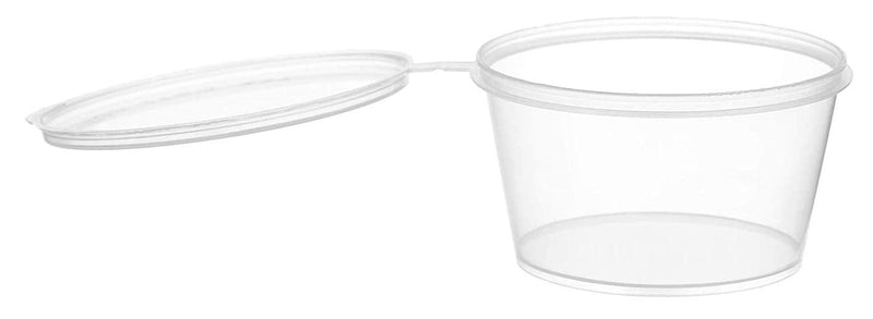 [Australia - AusPower] - EcoQuality [50 Pack] 2 Oz Leak Proof Plastic Condiment Souffle Containers with Attached Lids - Portion Cup with Hinged Lid Perfect for Sauces, Samples, Slime, Jello Shot, Food Storage & More! 