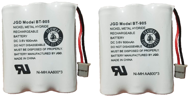 [Australia - AusPower] - JGD BT-905 BT-800 BBTY0663001 Battery Compatible with Uniden BT905 BT800 BT-1006 BP-905 BBTY-0444001 BBTY-0449001 Panasonic P-P501 P-P508 AT&T 200 24032 Cordless Telephones (2-Pack) 2-Pack 
