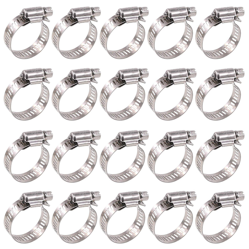 [Australia - AusPower] - Glarks 20Pcs 304 Stainless Steel Adjustable 18-32MM Range Worm Gear Hose Clamps Assortment Kit, Fuel Line Clamp for Water Pipe, Plumbing, Automotive and Mechanical Application (18-32MM) 