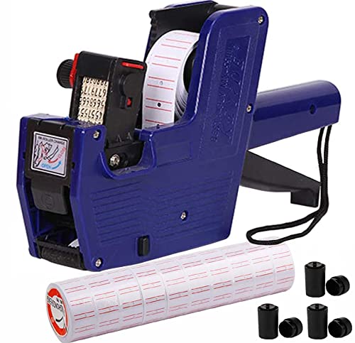 [Australia - AusPower] - MX5500 Price Gun, Price Sticker Gun for Expiration Date Stamp, Price Label-Gun, Date Sticker Gun, 1 line Label Gun ,1 Price Gun with 10 Roll Labels and 3 Ink Wheels (Blue) 