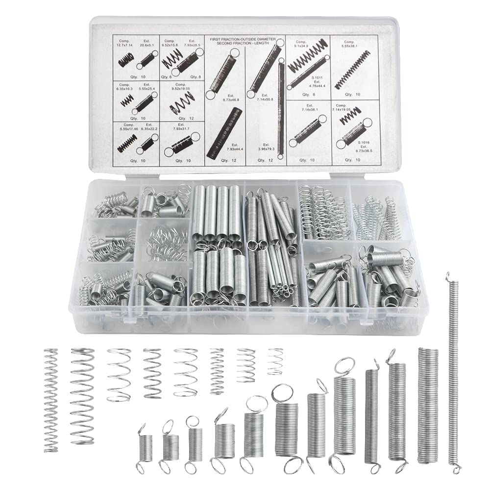 [Australia - AusPower] - XINGYHENG 200Pcs 20 Kinds Zinc Plated Steel Coil Spring Wire Metal Extension and Compression Spring Repair Tool Assortment Kit 