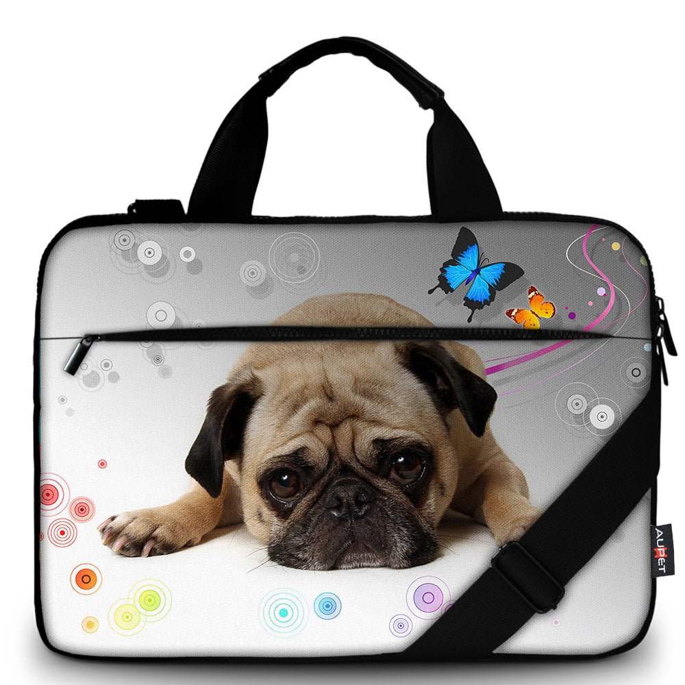 [Australia - AusPower] - AUPET 11.6 13 13.3 inch Laptop Carrying Case Shoulder Bag Protective Cover Pouch For 11" 12" 12.5-13.3" Cute Pug 