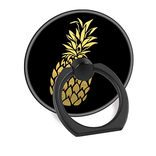 [Australia - AusPower] - Cell Phone Finger Ring Holder Stand Car Mount Works for iPhone 5 6 7 8 X Plus Samsung Galaxy S8 S9 Ipad-Gold Foil Pineapple 