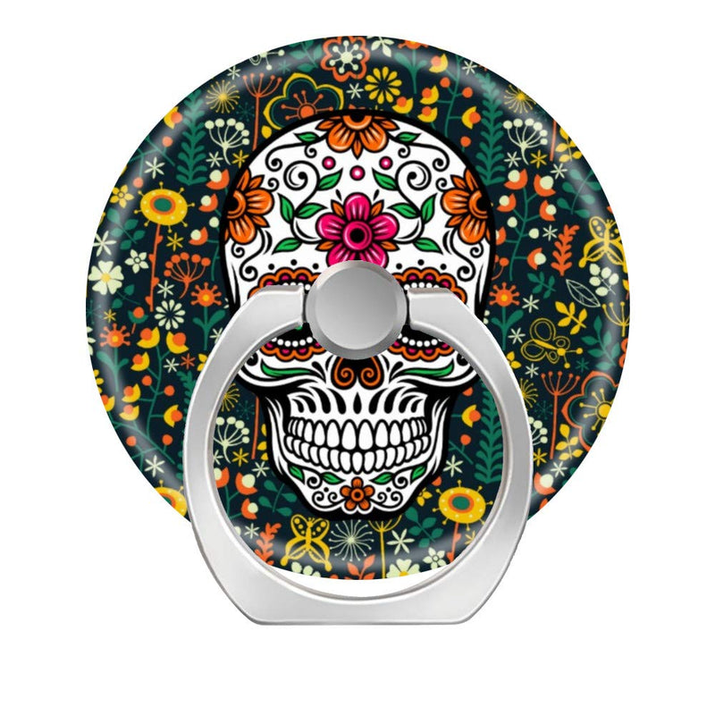 [Australia - AusPower] - 360 Degree Finger Stand Cell Phone Ring Holder, Car Mount with Hook for Smartphone-Colorful Cute Floral Sugar Skull 