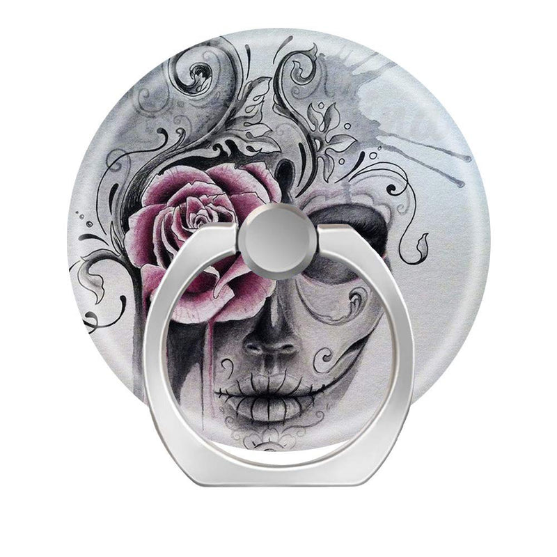 [Australia - AusPower] - 360 Degree Finger Stand Cell Phone Ring Holder Car Mount with Hook for Smartphone-Watercolor Sugar Skull Girl 