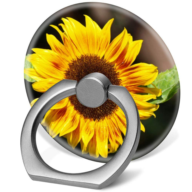 [Australia - AusPower] - 360 Degree Finger Stand Cell Phone Ring Holder Car Mount with Hook for Smartphone-Bright Yellow Sunflower 