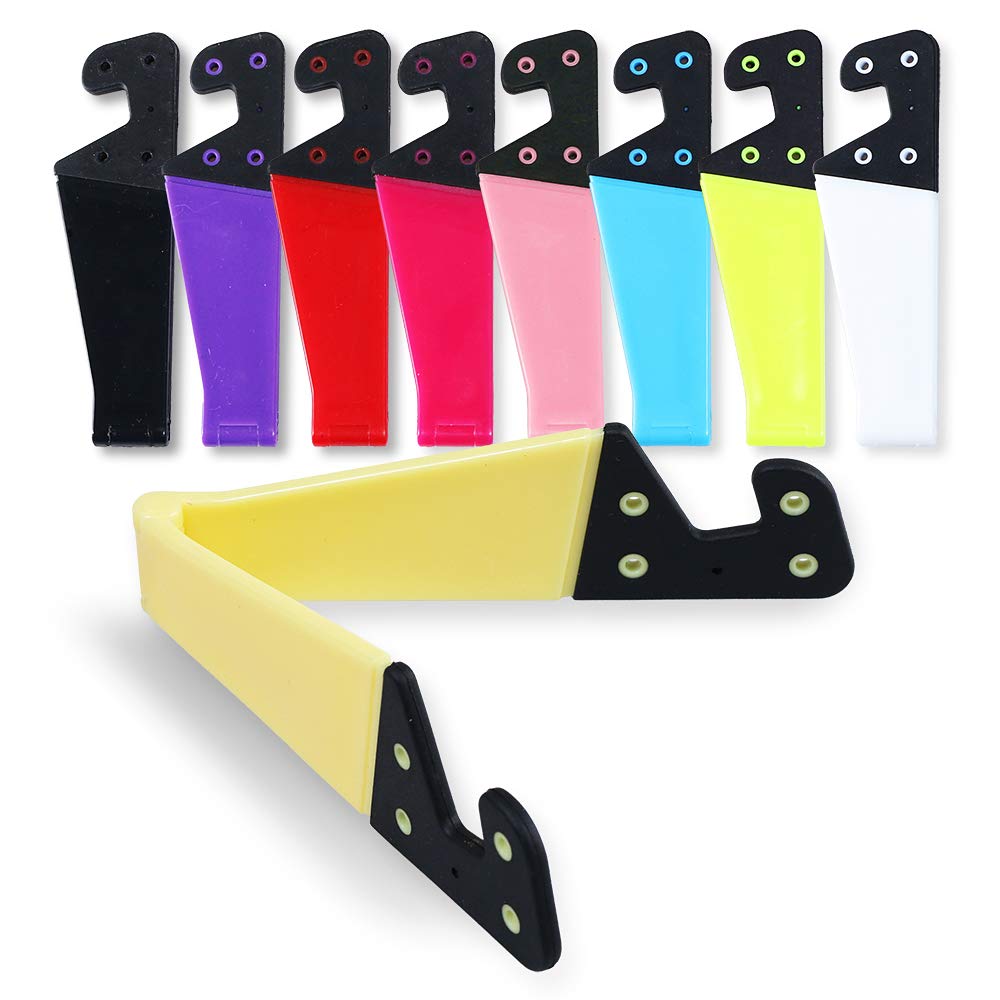 [Australia - AusPower] - homEdge Cell Phone Stand, Set of 9 PCS Universal Foldable Pocket Size Plastic V Shaped Mobile Phone Desk Mount Holder, Foldable Vertical and Land Scale Mold Stand for Tablet and Smartphones – 9 Color 
