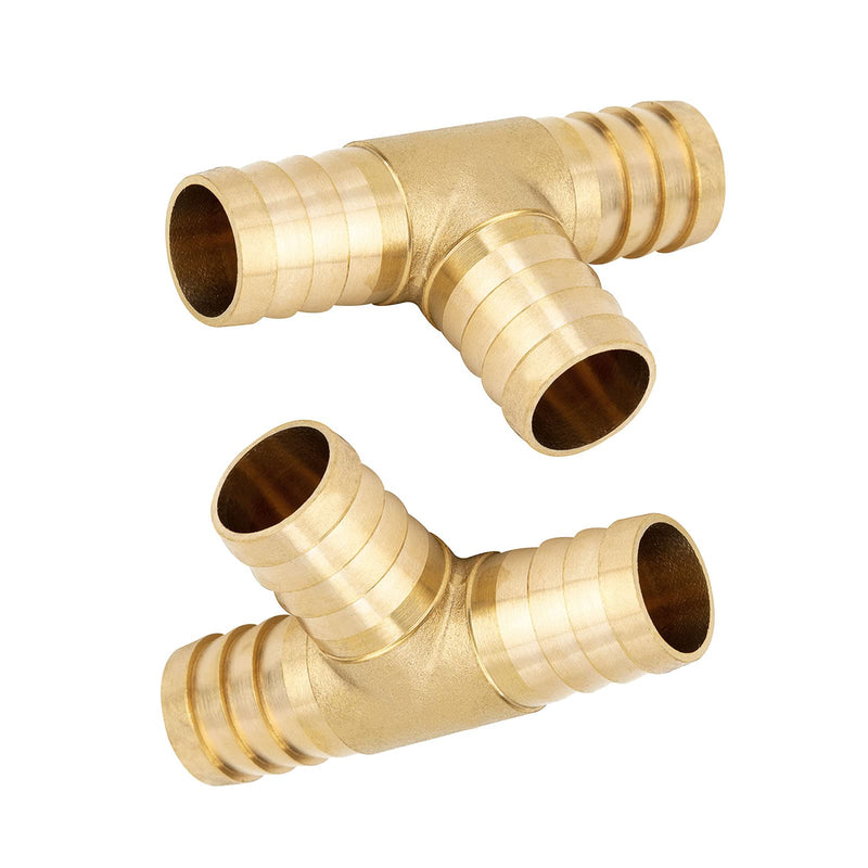 [Australia - AusPower] - Metalwork Brass Hose Barb T Fitting 1" Barbed x 1" Barbed x 1" Barbed Tee Union 3-Way Mender Joiner Connector (Pack of 2) 1" Barb x 1" Barb x 1" Barb Pack of 2 