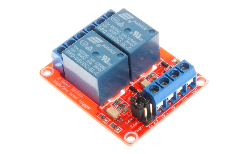 [Australia - AusPower] - NOYITO 5V 2-Channel Relay Module High Low Level Trigger with Optocoupler Isolation Relay Load AC 0-250V 10A DC 0-30V 10A Circuit Switch Board DC 5V Red 