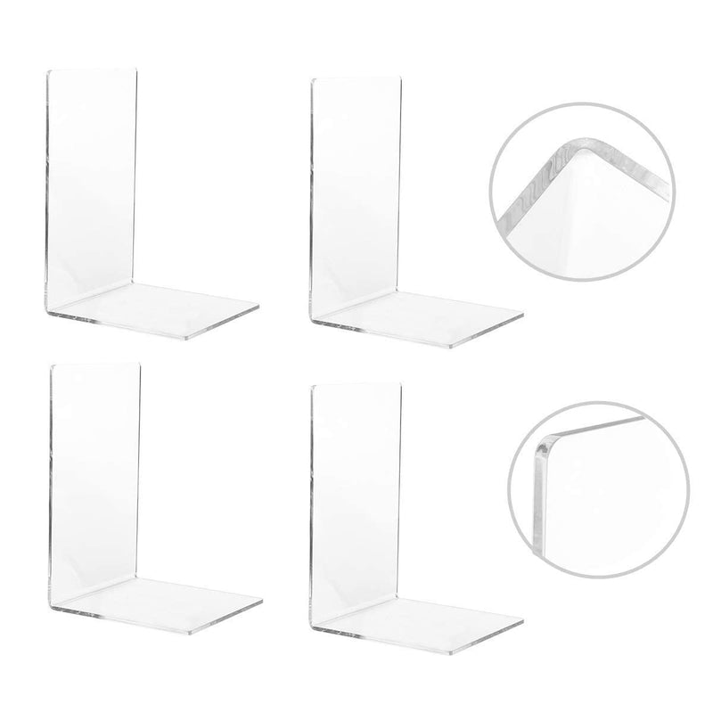 [Australia - AusPower] - CY craft 4 Pieces Bookends,Clear Acrylic Bookends for Shelves,Heavy Duty Book Ends and Desktop Organizer,Book Stopper for Books/Movies/CDs,7.3x4.8x4.8 inch 