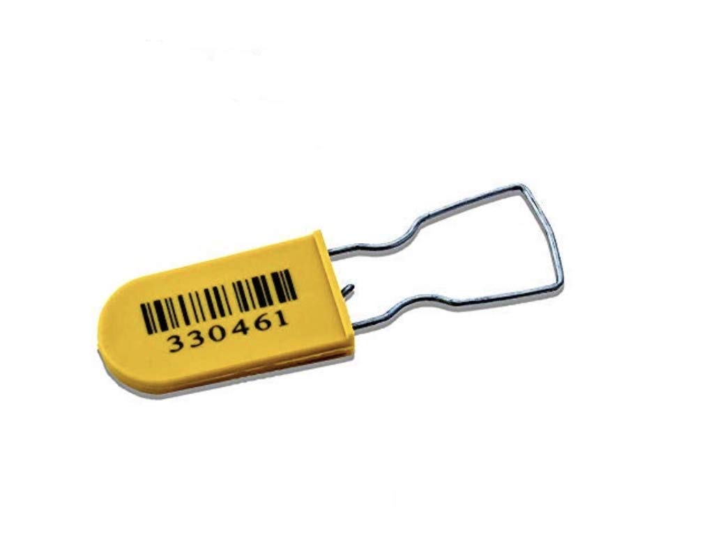 [Australia - AusPower] - Plastic Wire Padlock A Security Seal, Numbered and Barcode, Yellow Color , 100 pcs. BFSEALS Free & Quick Shipping 