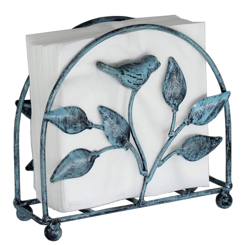 [Australia - AusPower] - Cast Iron Bird & Tree Classic Napkin Holder/Tabletop Freestanding Tissue Dispenser, Turquoise 