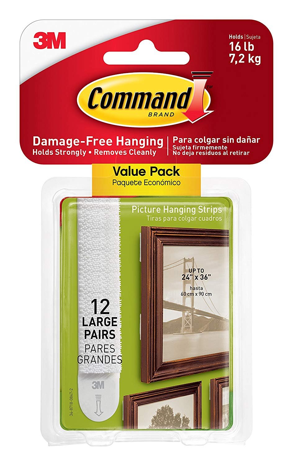 Command Small Picture Hanging Strips, White, 4-Strip, 2 Pack