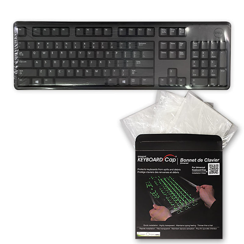 [Australia - AusPower] - Green Onions Supply[3 Pack] Universal Fully Covered Flat Style 0.025mm Wipeable Superb Tactile Feeling Waterproof Anti-Dust Keyboard Cap Cover for Desktop Keyboard with Numeric Hospital/Dentist Use 