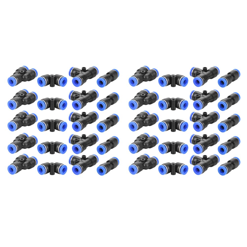 [Australia - AusPower] - 40Pcs 4 Shapes 1/4" Air Push Quick Fittings, Quick Connect Push in to Connect Water Tube Fitting 