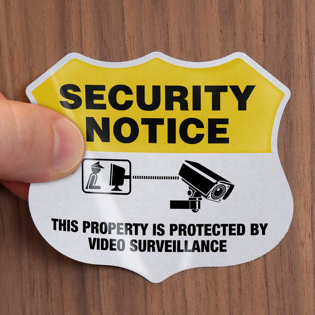 [Australia - AusPower] - SmartSign Protected by Video Surveillance Security Notice Decal Set | Five Pack of 2.75"x3.25" EG Reflective Adhesive Labels Reflective Adhesive Decal Set 