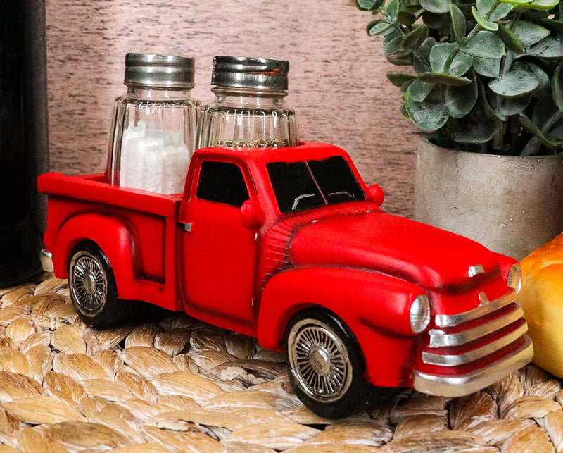 [Australia - AusPower] - Ebros Classic Old Fashioned Red Pickup Truck Figurine Holder For Glass Salt And Pepper Shakers Kitchen Decor Statue (S&P Shakers) S&P Shakers 