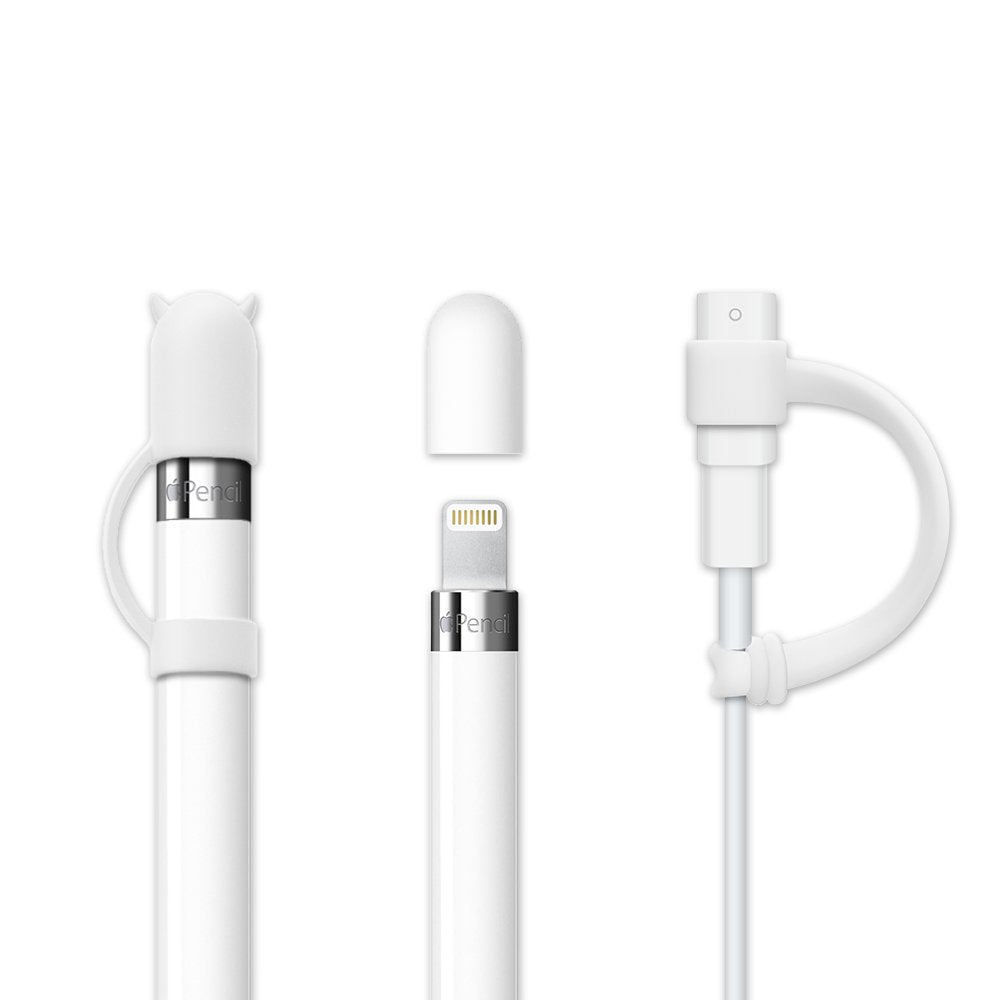 [Australia - AusPower] - [3-Pack] FRTMA for Apple Pencil Cap/Apple Pencil Horn Cap Holder/Cable Adapter Tether for iPad Pro Pencil (Ivory White) Ivory White 