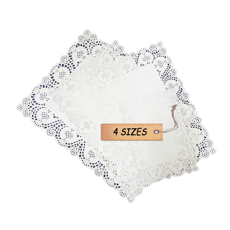 [Australia - AusPower] - SCHOLMART Rectangle Paper Doilies Assorted Paper Lace Wedding Birthday Tea Party Placemats Disposable Wedding Birthday Party Tableware Cake Packing Pad (4-Size 16 Pack) 