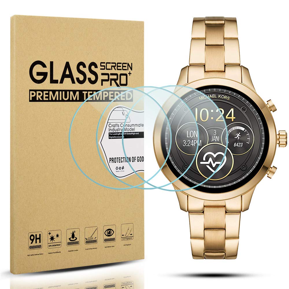 [Australia - AusPower] - Diruite 3-Pack for Michael Kors Access Runway Screen Protector, 2.5D 9H Hardness Tempered Glass Screen Protector for MK Runway MKT5045 / 5048 Smartwatch 