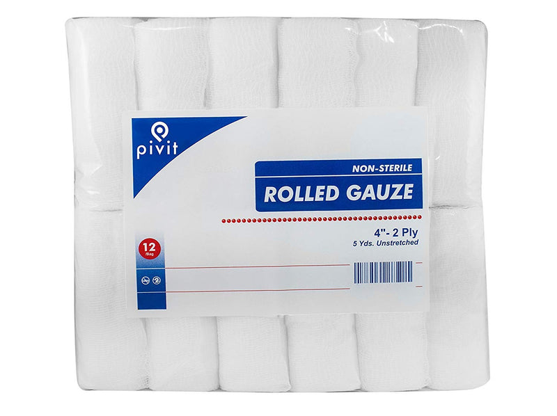 [Australia - AusPower] - Rolled Gauze Bandages, Sterile, 4" x 5 yds, Package of 12 Rolls 
