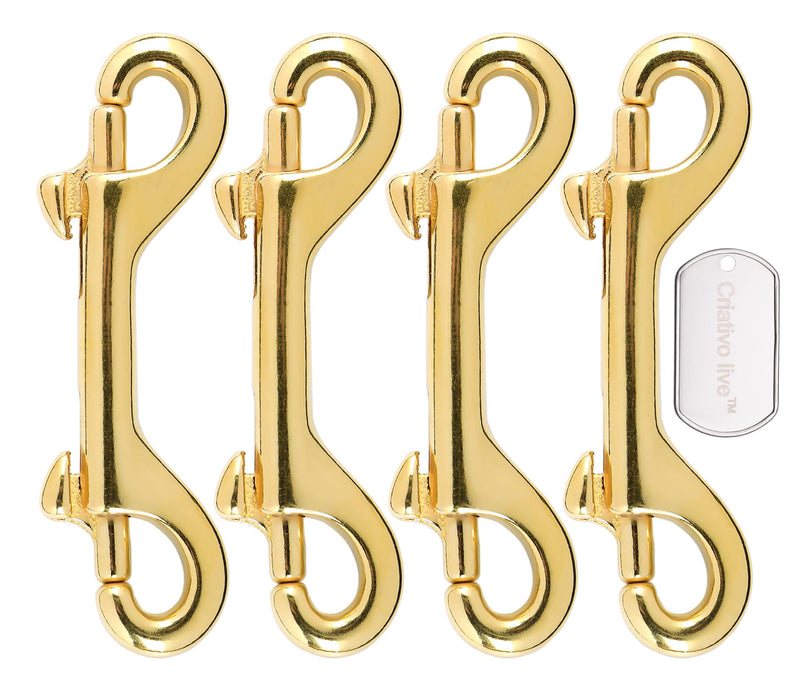 [Australia - AusPower] - Brass Double End Snap Hook Clip Diving Hook 3.5 Inch 4 Pcs for Diving,pet,Handmade Bag,Keychains etc 