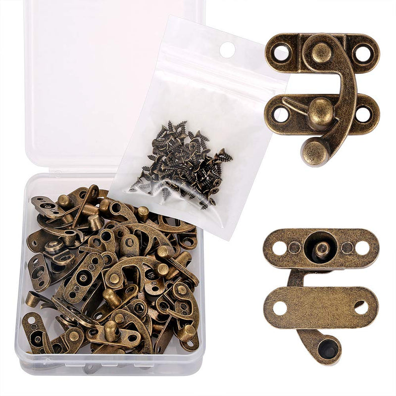 [Australia - AusPower] - PGMJ 20 Pieces Jewelry Box Hardware Thickened Solid Bronze Tone Antique Right Latch Hook Hasp Horn Lock Wood Jewelry Box Latch Hook Clasp and 80 Replacement Screws (Right Latch Buckle) 