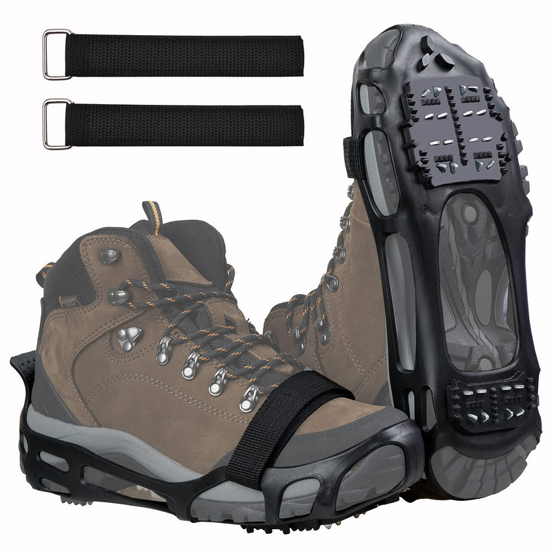 [Australia - AusPower] - Shaddock Fishing Ice Cleats for Shoes Boots, Ice Snow Traction Cleats for Walking on Ice Snow Anti Slip Crampons Walk Cleats Overshoe Stretch Footwear for Men Women Climbing Hiking 24 Steel Crampons Small(3.5-5men/5.5-7women) 