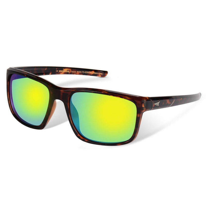 [Australia - AusPower] - KastKing Toccoa Polarized Sport Sunglasses for Men and Women,Ideal for Driving Fishing Cycling and Running,UV Protection Frame: Gloss Demi/Lens: Brown Base- Chartreuse Mirror 