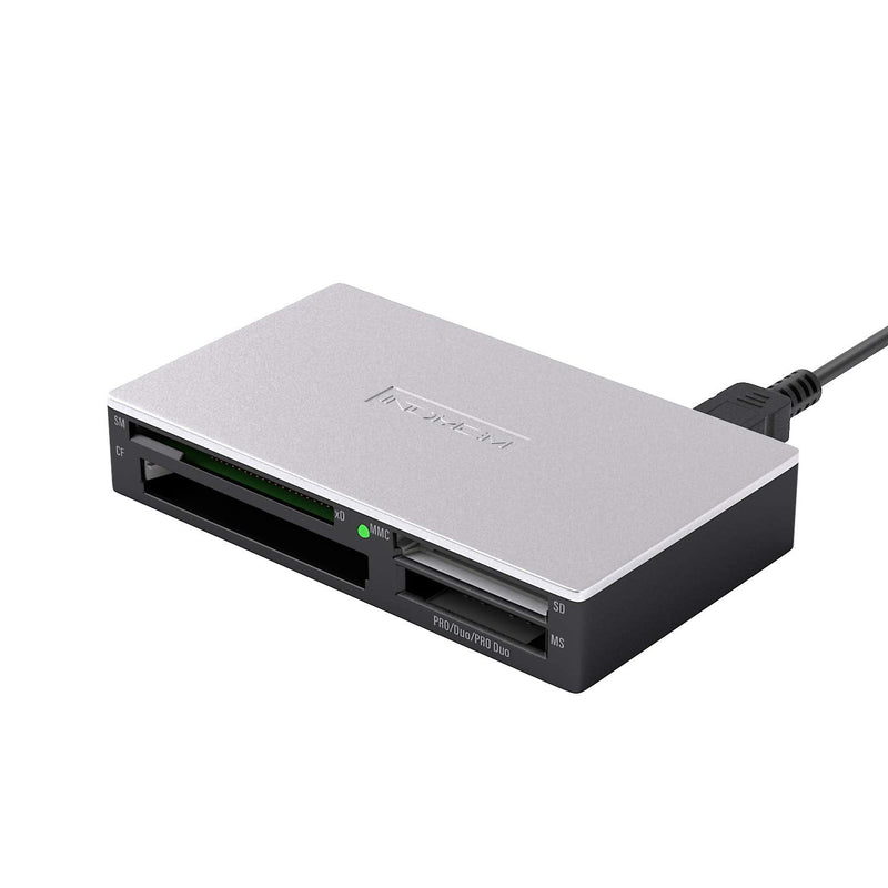 [Australia - AusPower] - SmartMedia Card Reader Writer All-in-1 USB Universal Multi Card Adapter Slim Hub Read Smart Media, xD, SD, SDHC, SDXC, UHS-I, MMC, MS Pro Duo, CF, MD, Camera Flash Memory Cards For Windows, Mac, Linux Silver-17-in-1-S3 