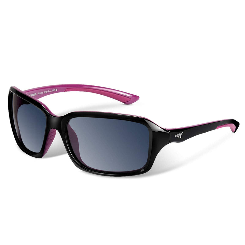 [Australia - AusPower] - KastKing Alanta Polarized Sport Sunglasses for Men and Women, Ideal for Driving Fishing Cycling and Running,UV Protection Frame:gloss Black&purple / Lens:smoke 