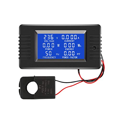 [Australia - AusPower] - AC Current Voltage Amperage Power Energy Panel Meter LCD Digital Display Ammeter Voltmeter Multimeter with Split Core Current Transformer CT AC 80-260V 100A Multi-Function Power Monitor AC 100A Meter(Split Core Transformer) 