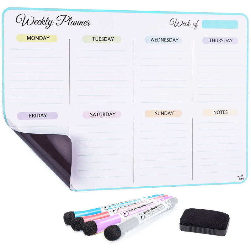 [Australia - AusPower] - Magnetic Dry Erase Weekly Calendar for Fridge with New Premium Stain Resistant Technology 17x12 inch 