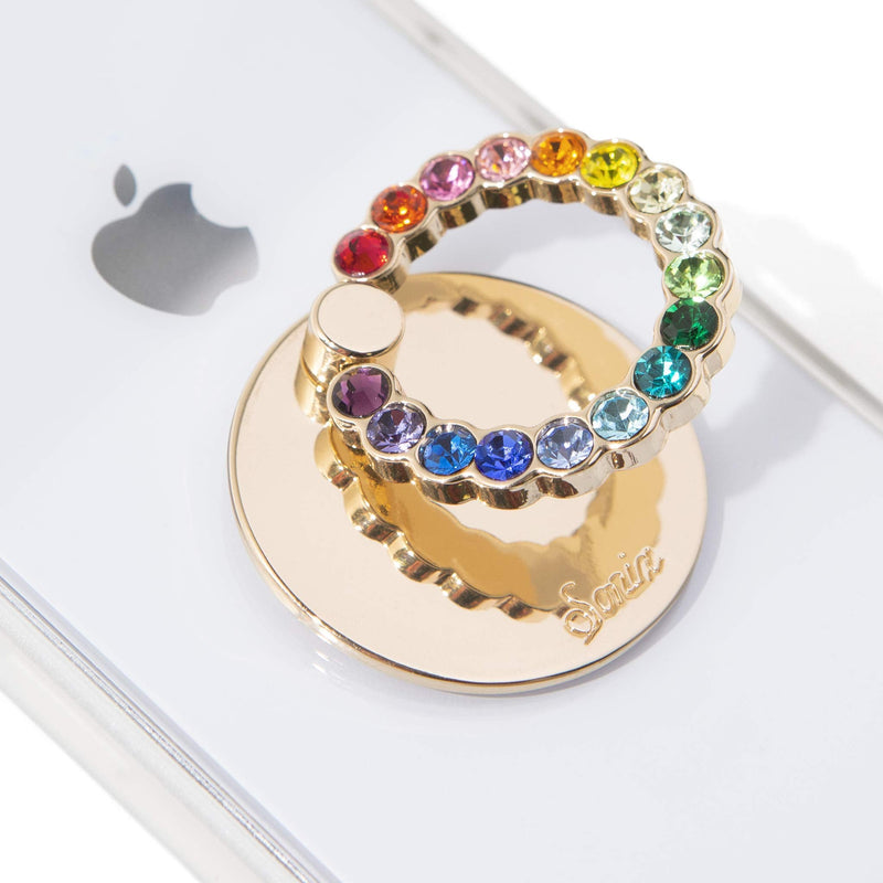 [Australia - AusPower] - Sonix Embellished Crystal Rhinestone Phone Ring and Stand (Gold, Rainbow) Gold/Rainbow 