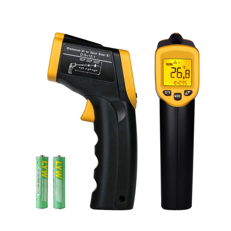 [Australia - AusPower] - Non-Contact Digital Laser Infrared Thermometer Meat Thermometer Temperature Gun -58℉~ 932℉ (-50℃ ~ 500℃) Yellow 