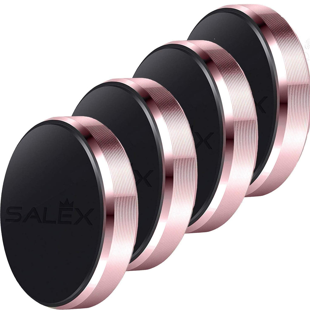 [Australia - AusPower] - SALEX Cute Magnetic Mounts [4 Pack]. Rose Gold Flat Cell Phone Holder for Car Dashboard, Wall, Mirror, Table. Pink Stick on Universal Kit Compatible with GPS, Tablets, Smartphones for Girls and Women. 4 Pack 