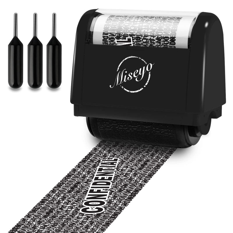 [Australia - AusPower] - Miseyo Identity Theft Protection Roller Stamp Set - Black (Incleded 3 Refill Ink) 2.black 